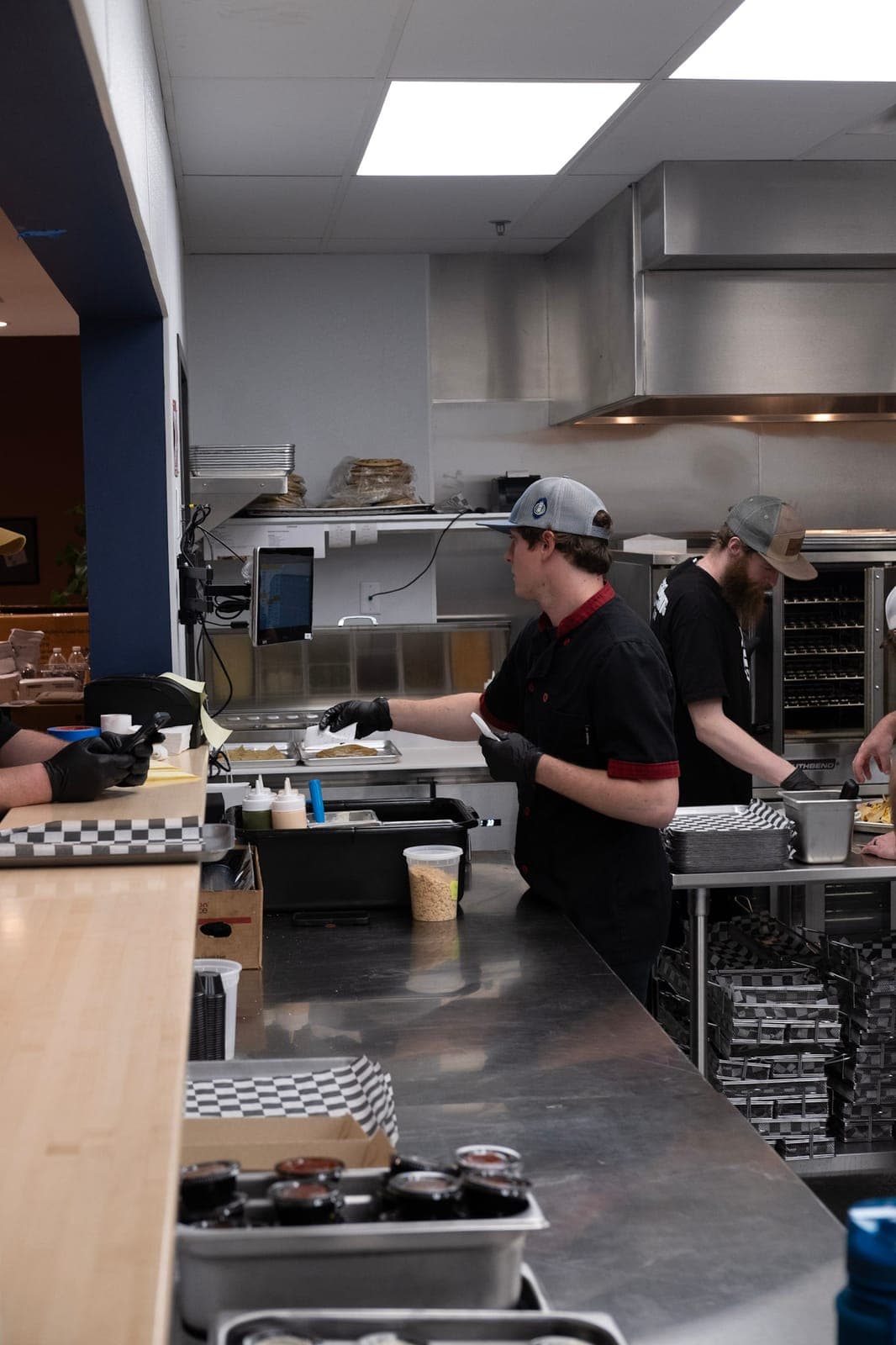 Cooks prepping in the new Brentwood kitchen